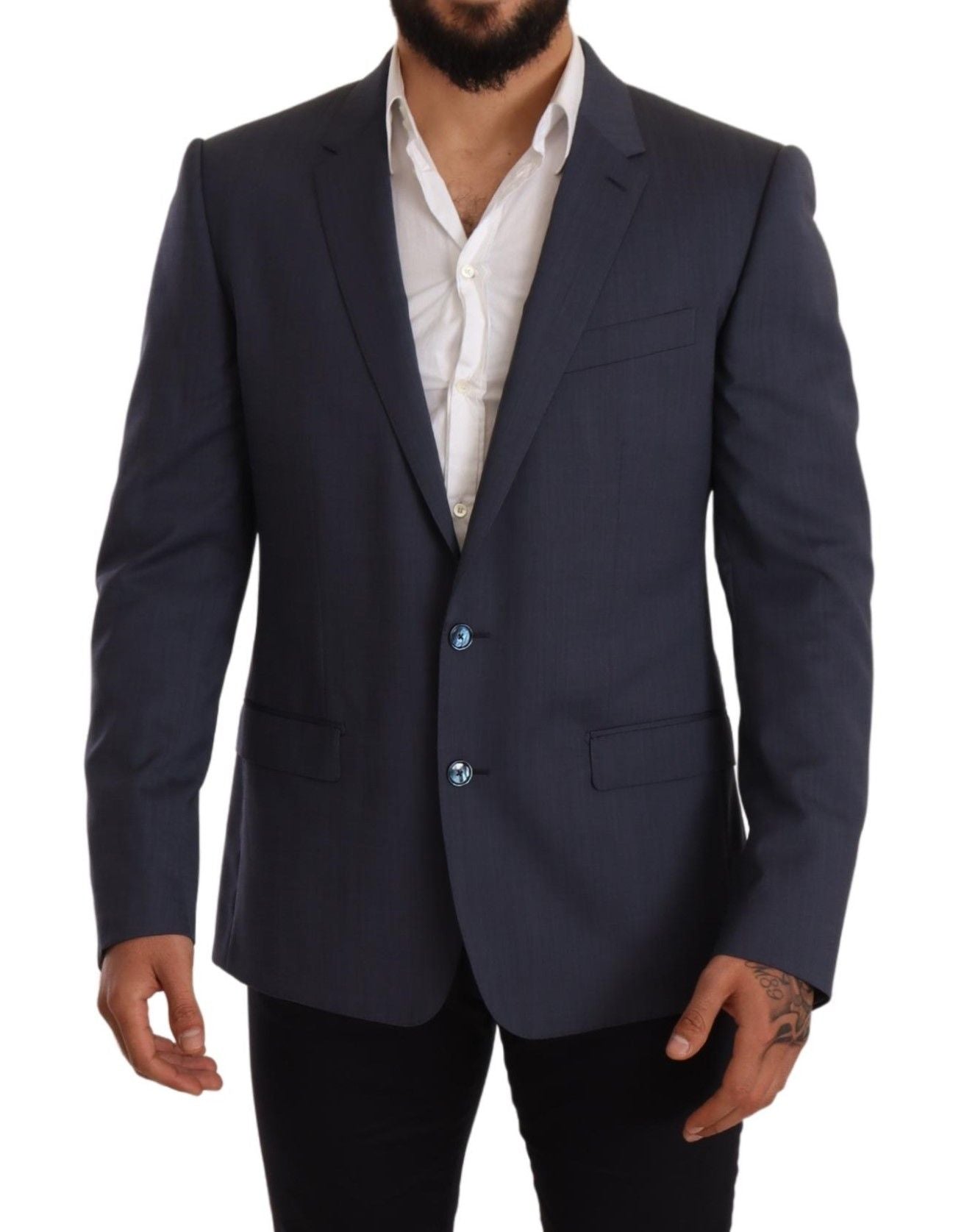 Elegante blazer tipo martini de lana azul de Dolce &amp; Gabbana