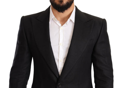 Blazer elegante de lino negro de corte entallado de Dolce &amp; Gabbana