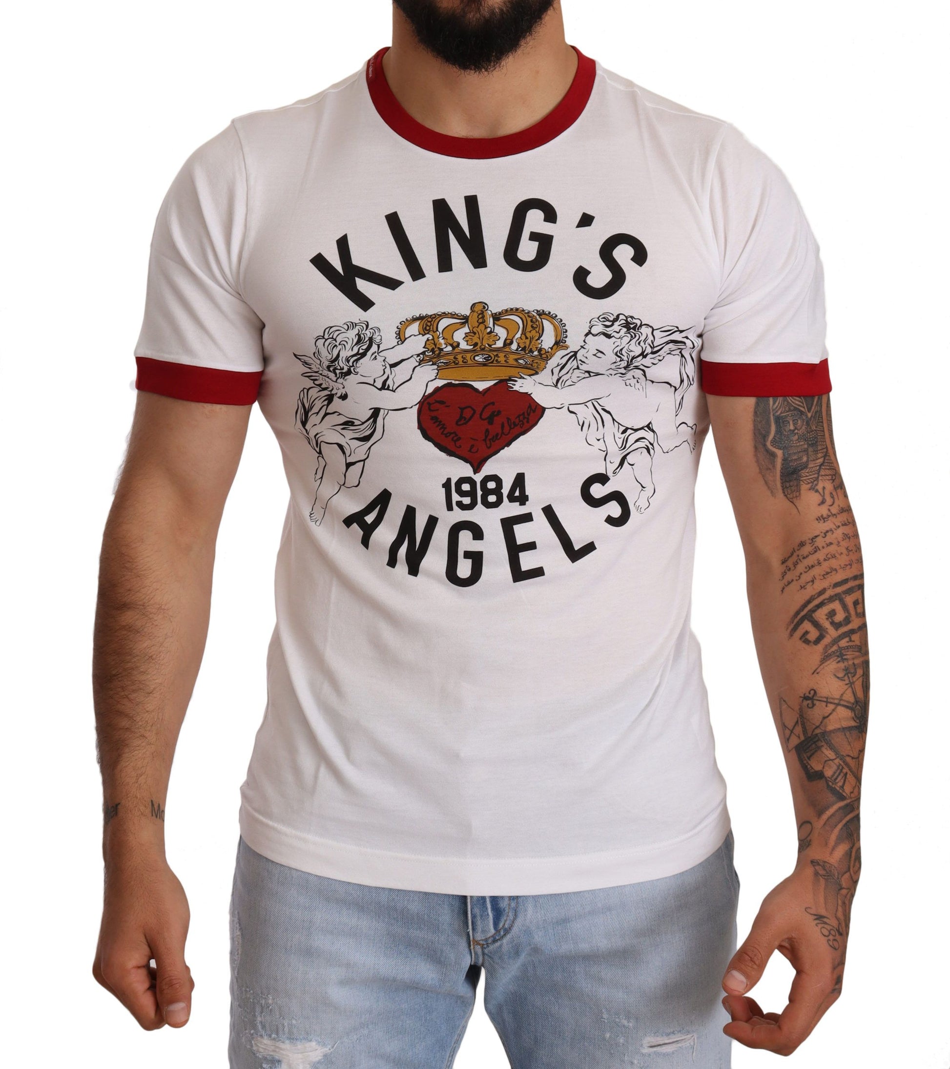 Camiseta de algodón con motivo angelical exquisito de Dolce &amp; Gabbana