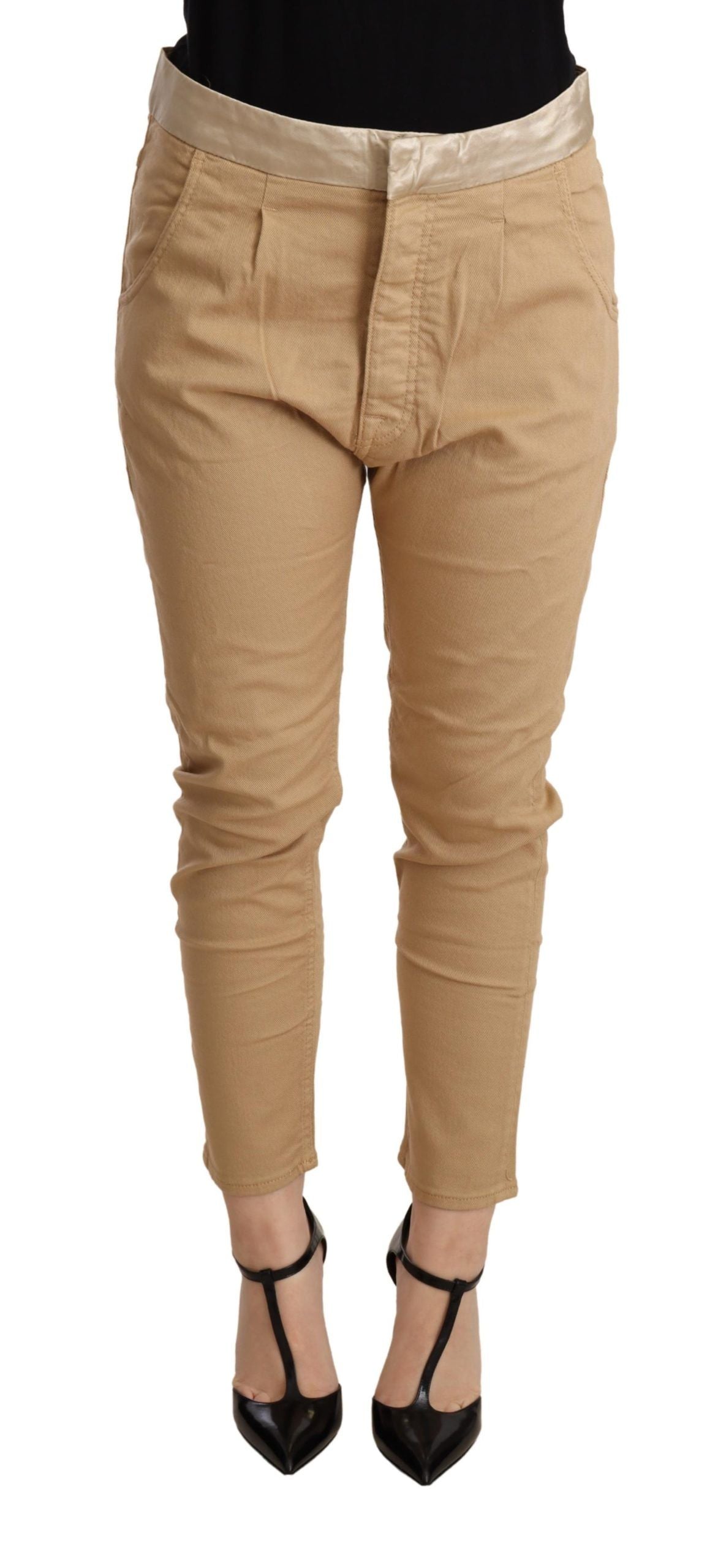 Pantalones ajustados de talle medio en color beige CYCLE