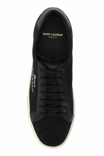 Zapatillas bajas elegantes de lona y piel negras de Saint Laurent