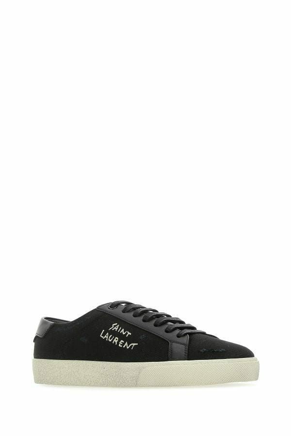 Zapatillas bajas elegantes de lona y piel negras de Saint Laurent