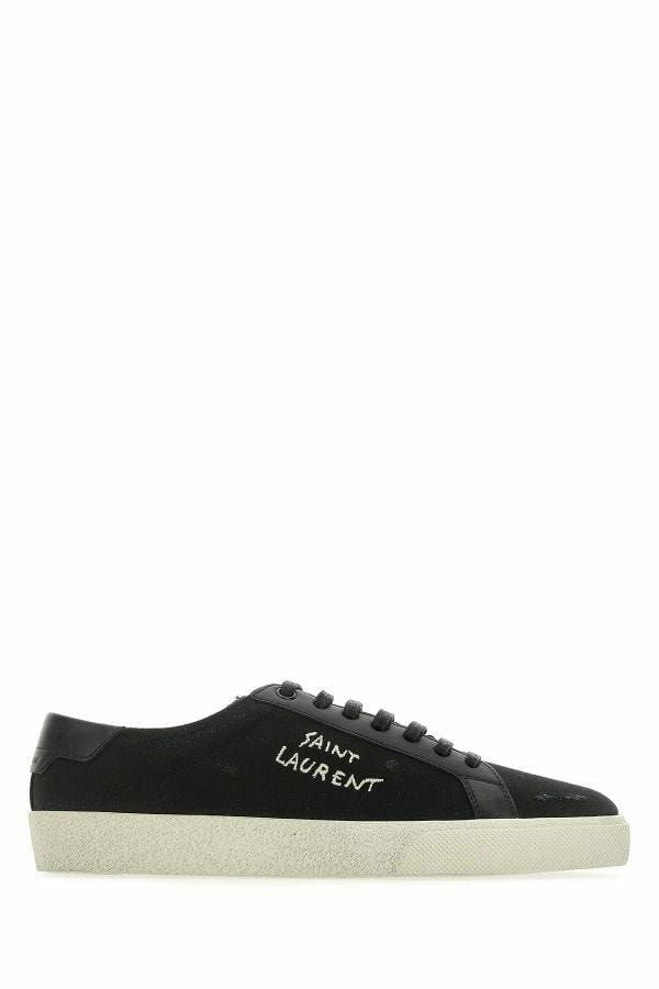 Zapatillas bajas elegantes de lona y piel negras de Saint Laurent