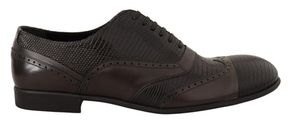 Elegantes zapatos oxford de piel de lagarto marrón de Dolce &amp; Gabbana