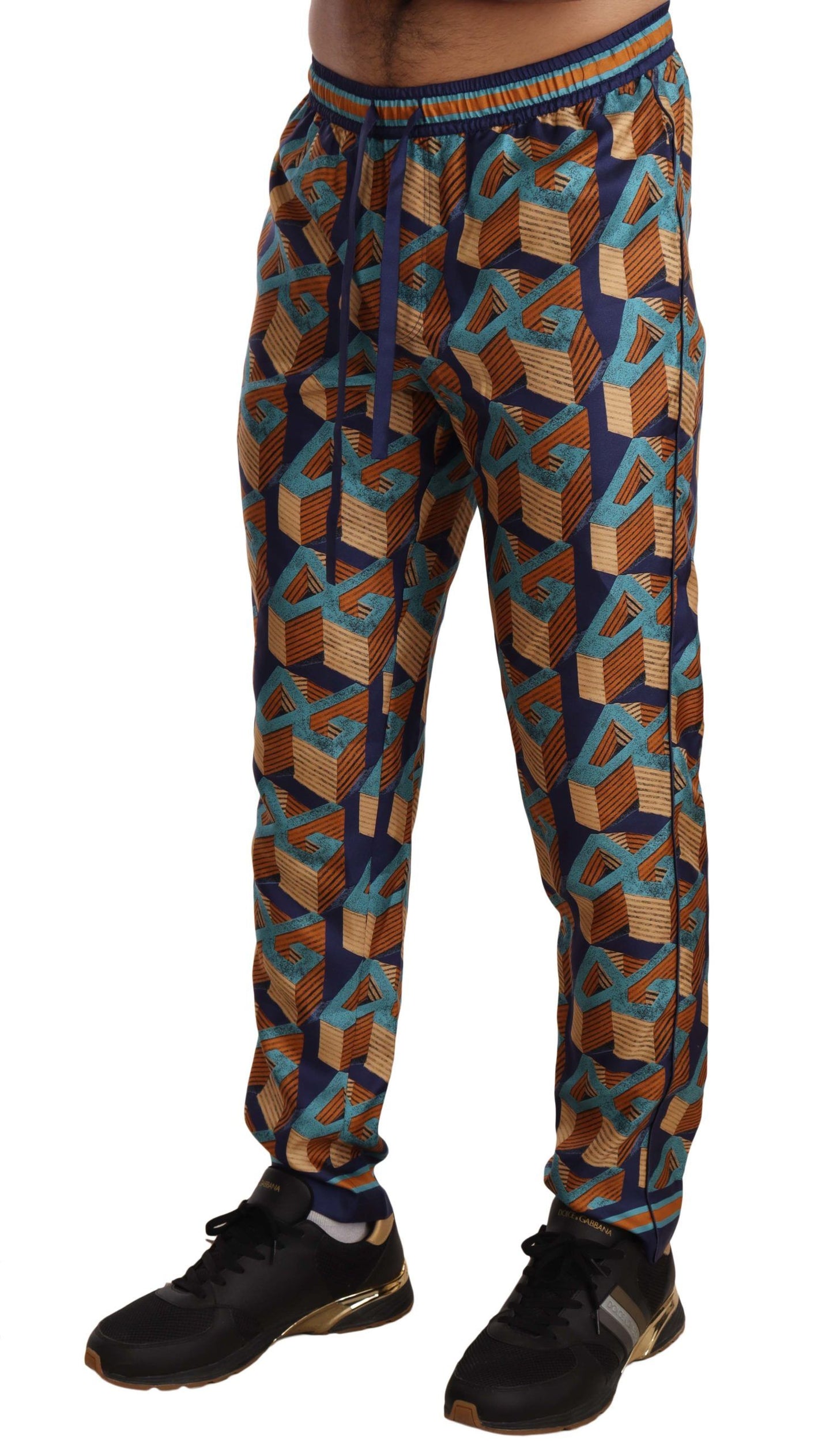 Pantalones jogger elegantes de seda con estampado vibrante de Dolce &amp; Gabbana