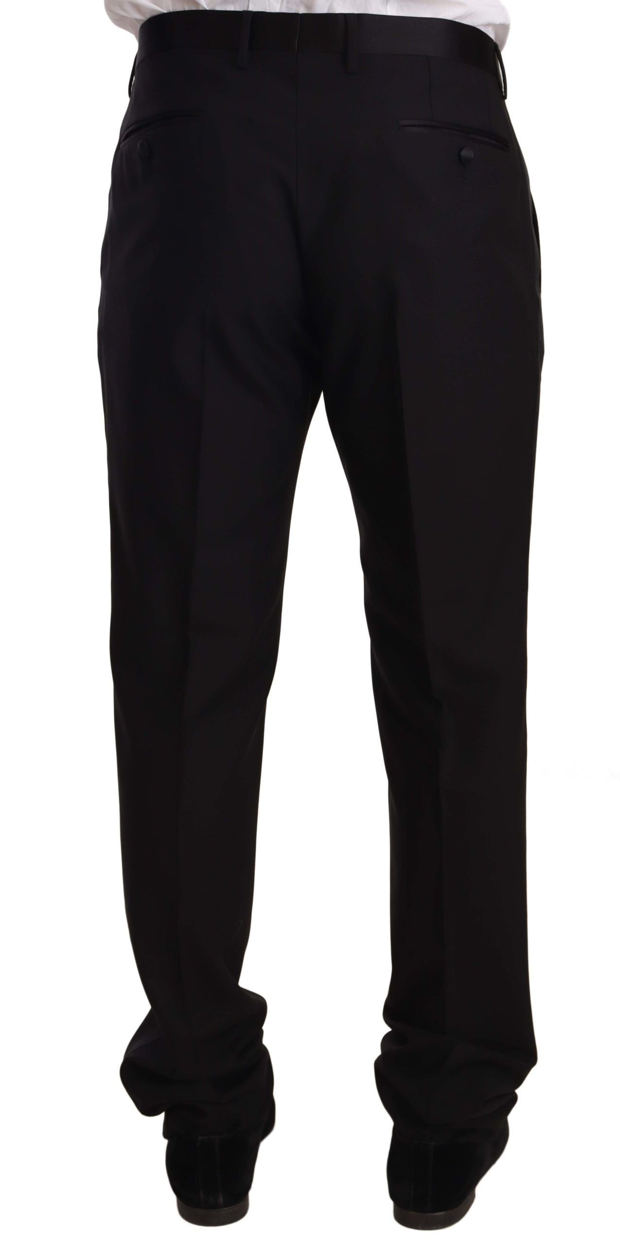 Pantalones de esmoquin ajustados negros elegantes de Dolce &amp; Gabbana