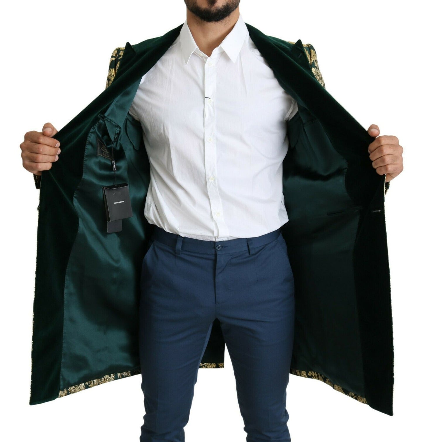 Dolce & Gabbana Elegant Gold Green Jacquard Sicilia Jacket