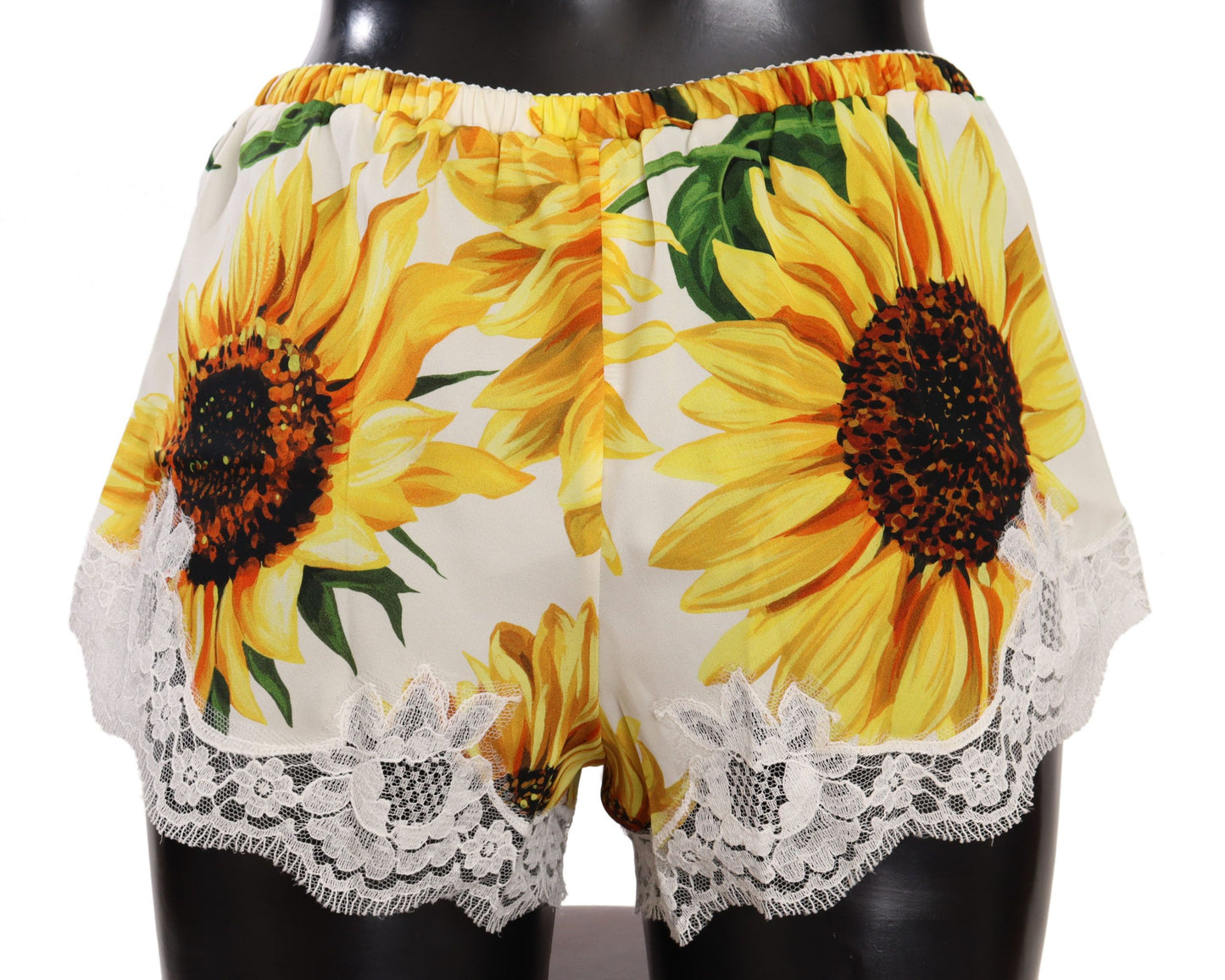 Pantalones cortos de lencería de encaje con girasoles de Dolce &amp; Gabbana - Mezcla de seda