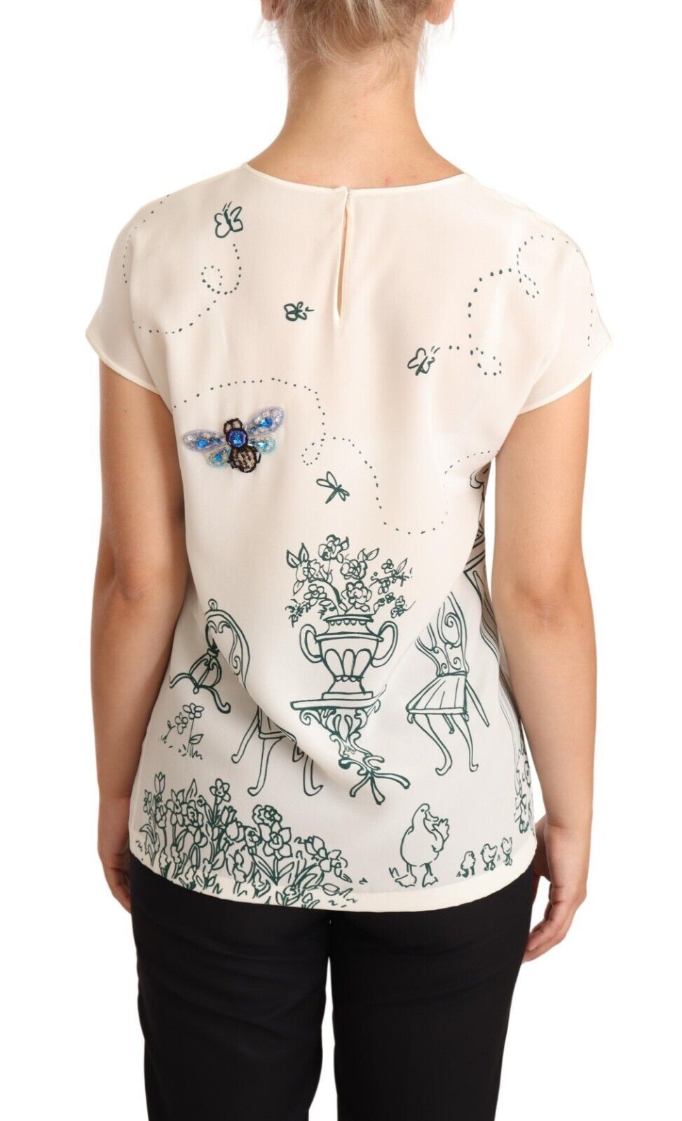 Camiseta elegante de seda con diseño de jardín botánico de Dolce &amp; Gabbana