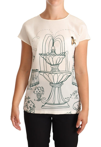 Camiseta elegante de seda con diseño de jardín botánico de Dolce &amp; Gabbana