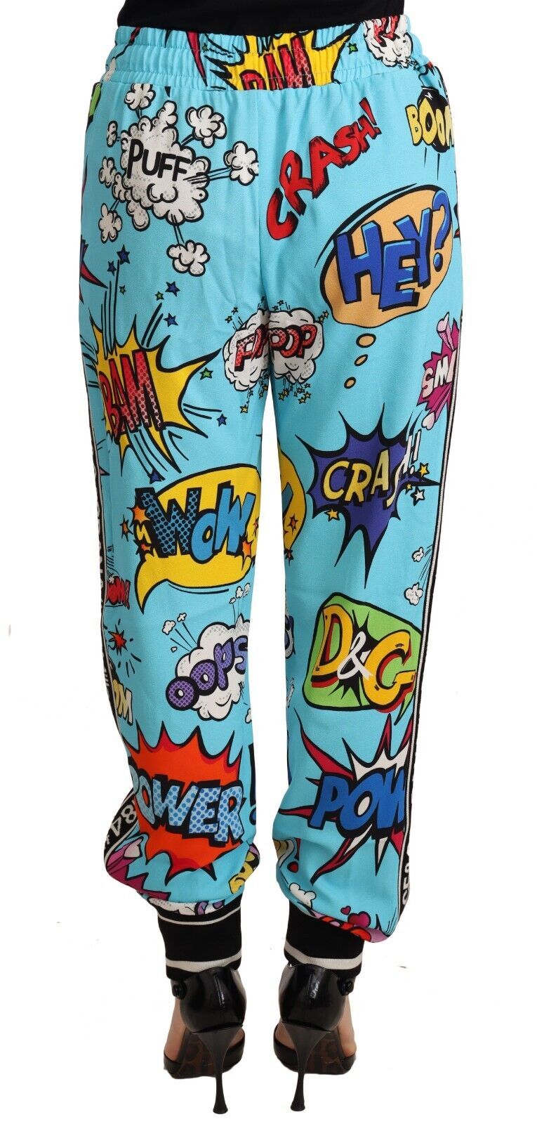 Pantalones jogger de punto con estampado de dibujos animados elegantes de Dolce &amp; Gabbana