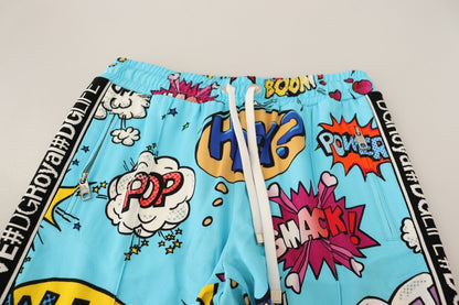 Pantalones jogger de punto con estampado de dibujos animados elegantes de Dolce &amp; Gabbana