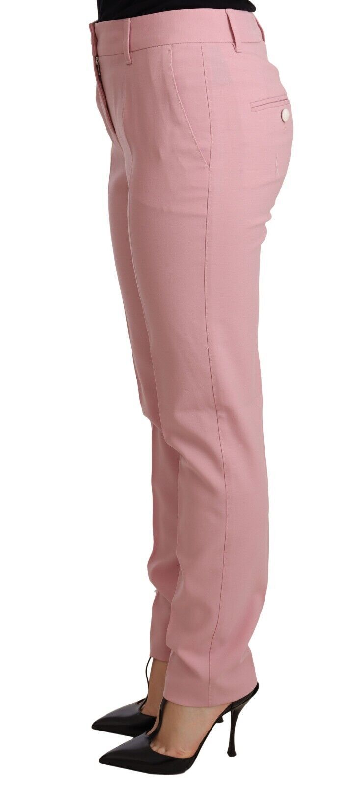 Pantalones elegantes de lana de corte cónico en color rosa de Dolce &amp; Gabbana