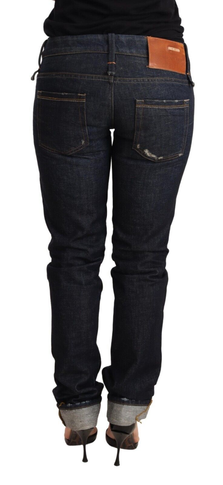 Acht Elegant Low Waist Skinny Dark Blue Jeans