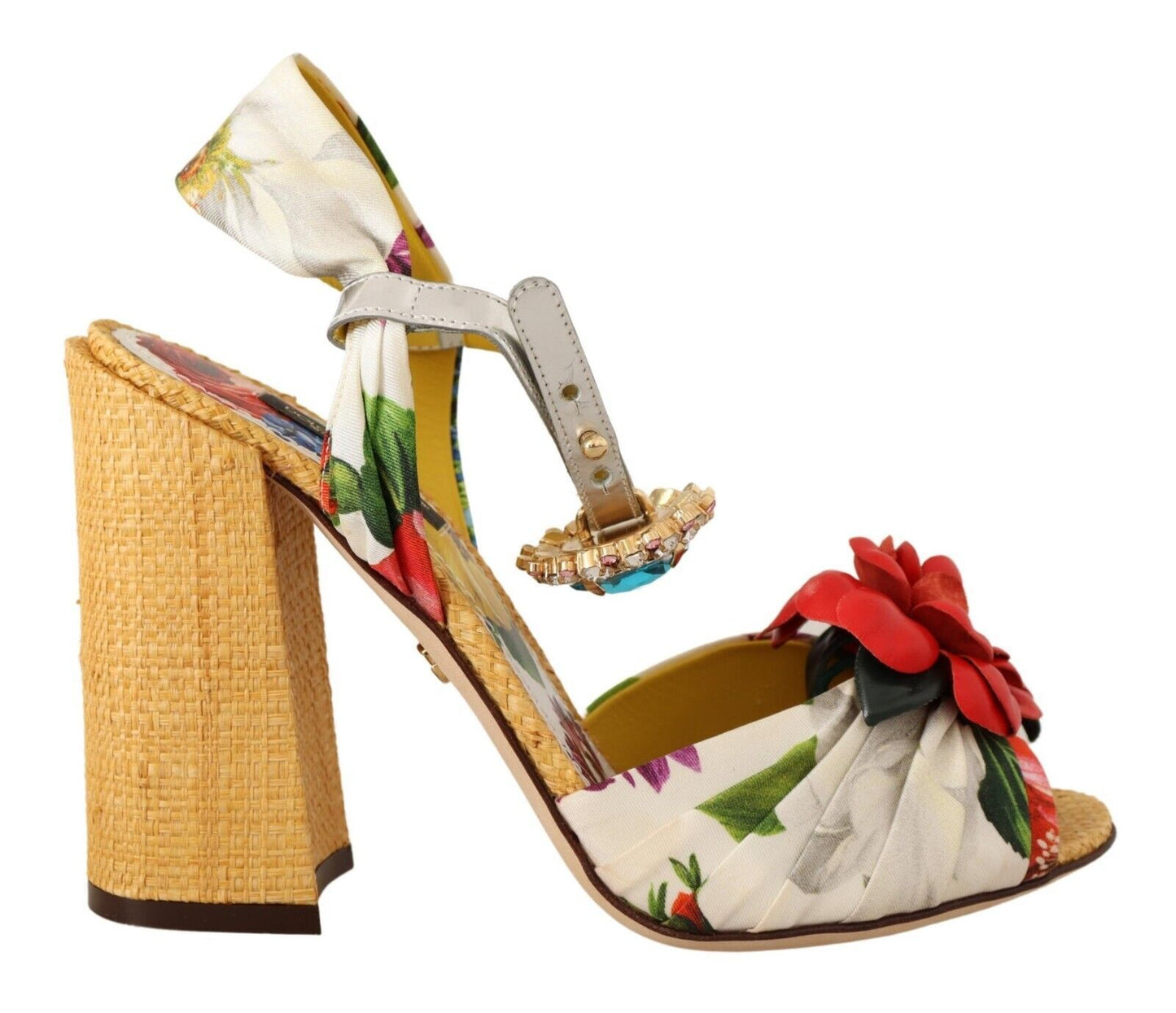 Sandalias de tacón con adornos de cristales multicolor de Dolce &amp; Gabbana