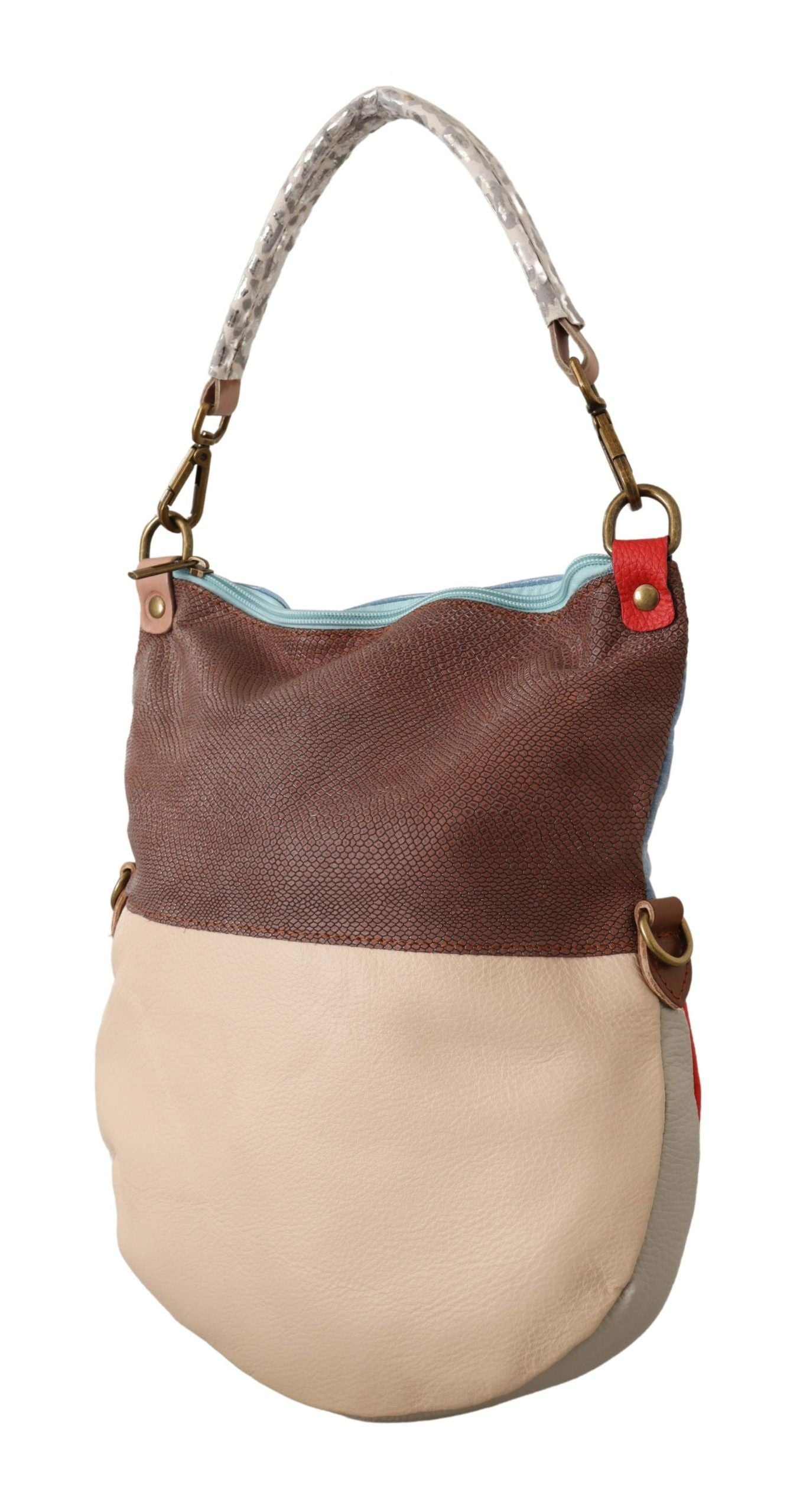 Bolso de mano elegante de piel multicolor con detalles dorados de EBARRITO