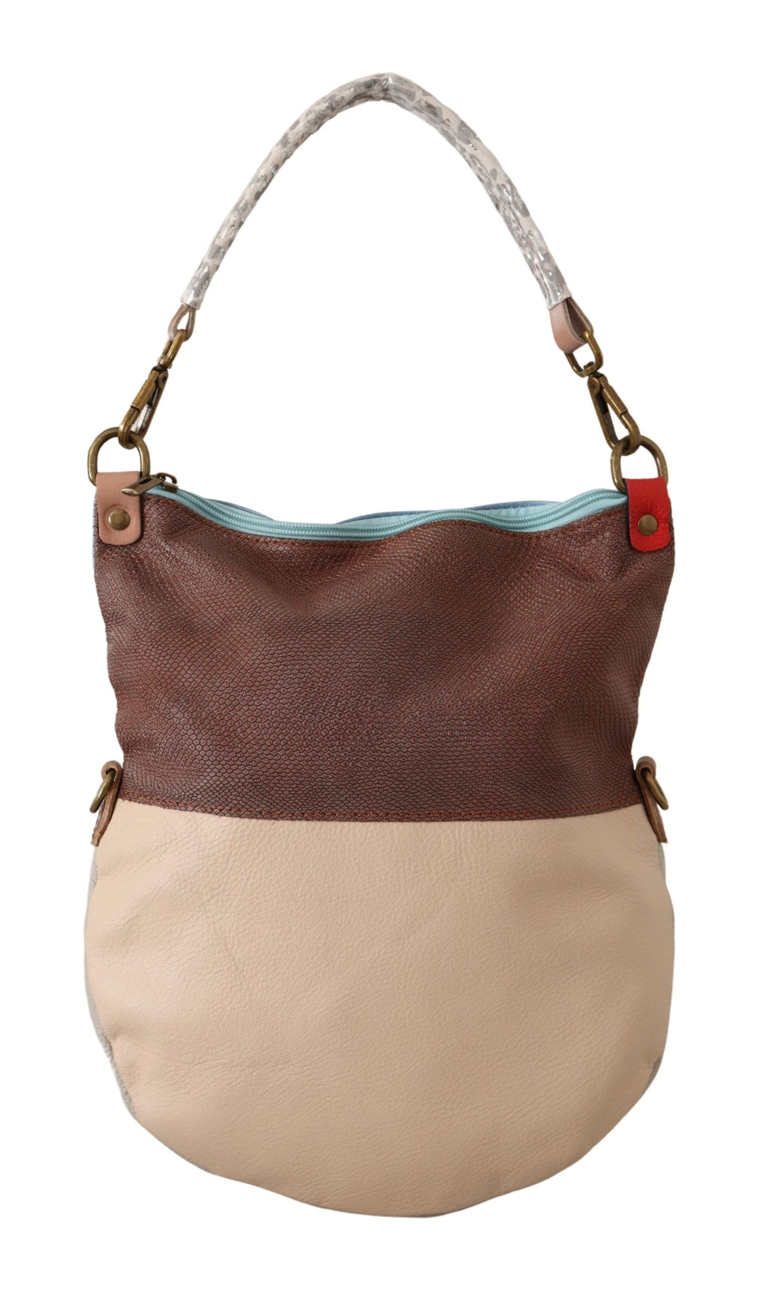 Bolso de mano elegante de piel multicolor con detalles dorados de EBARRITO