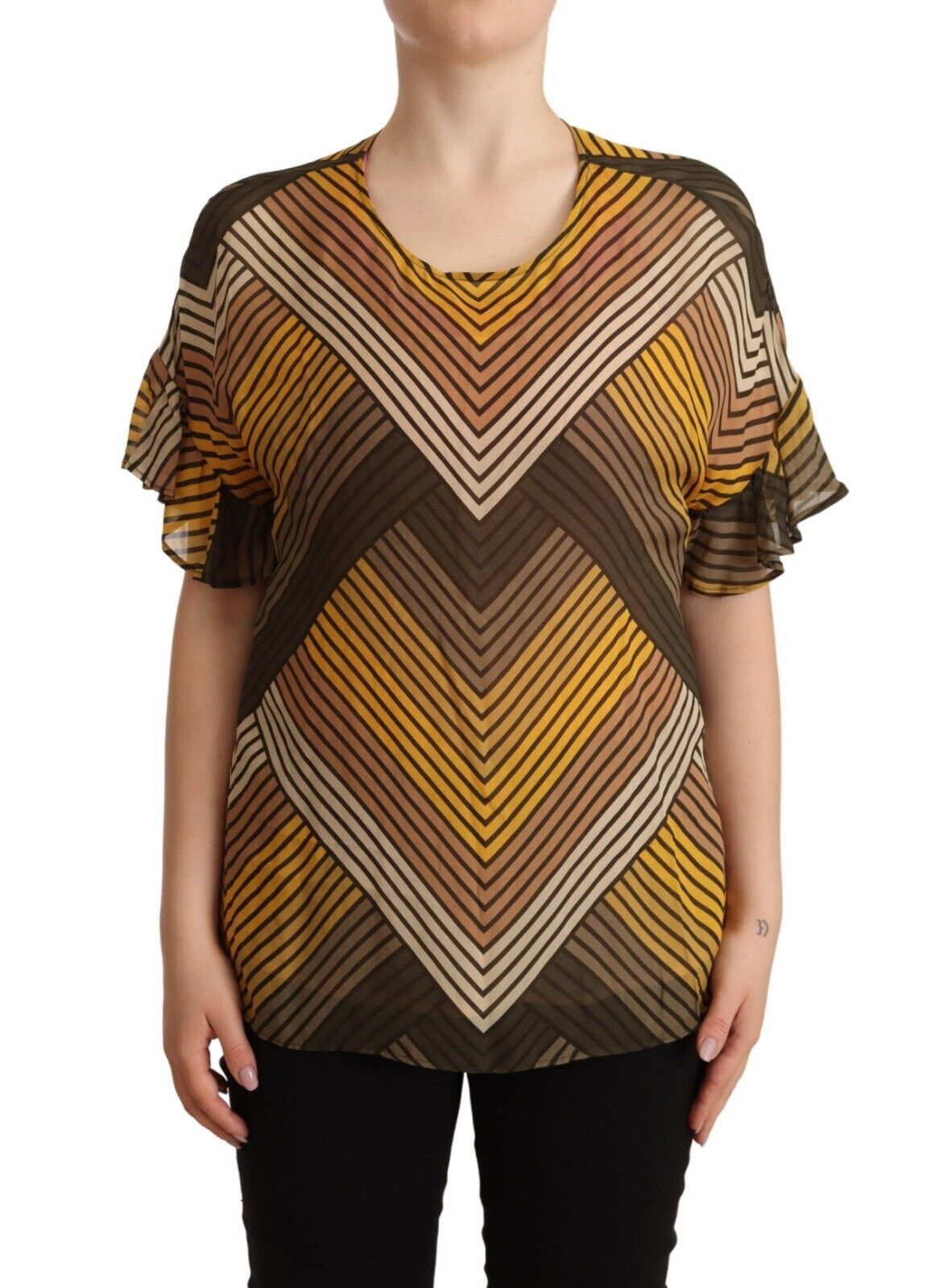 Blusa de manga corta con rayas multicolores Twinset Chic