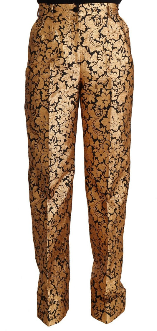 Pantalones elegantes de cintura alta con estampado floral en jacquard de Dolce &amp; Gabbana