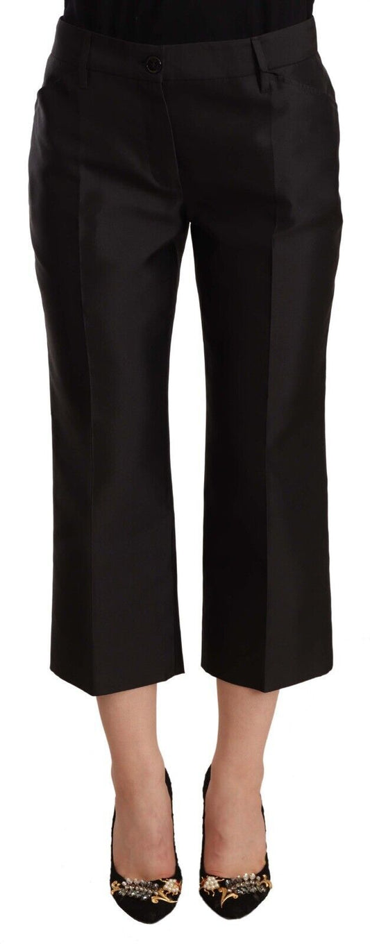 Pantalones cortos de seda elegantes de Dolce &amp; Gabbana en negro atemporal