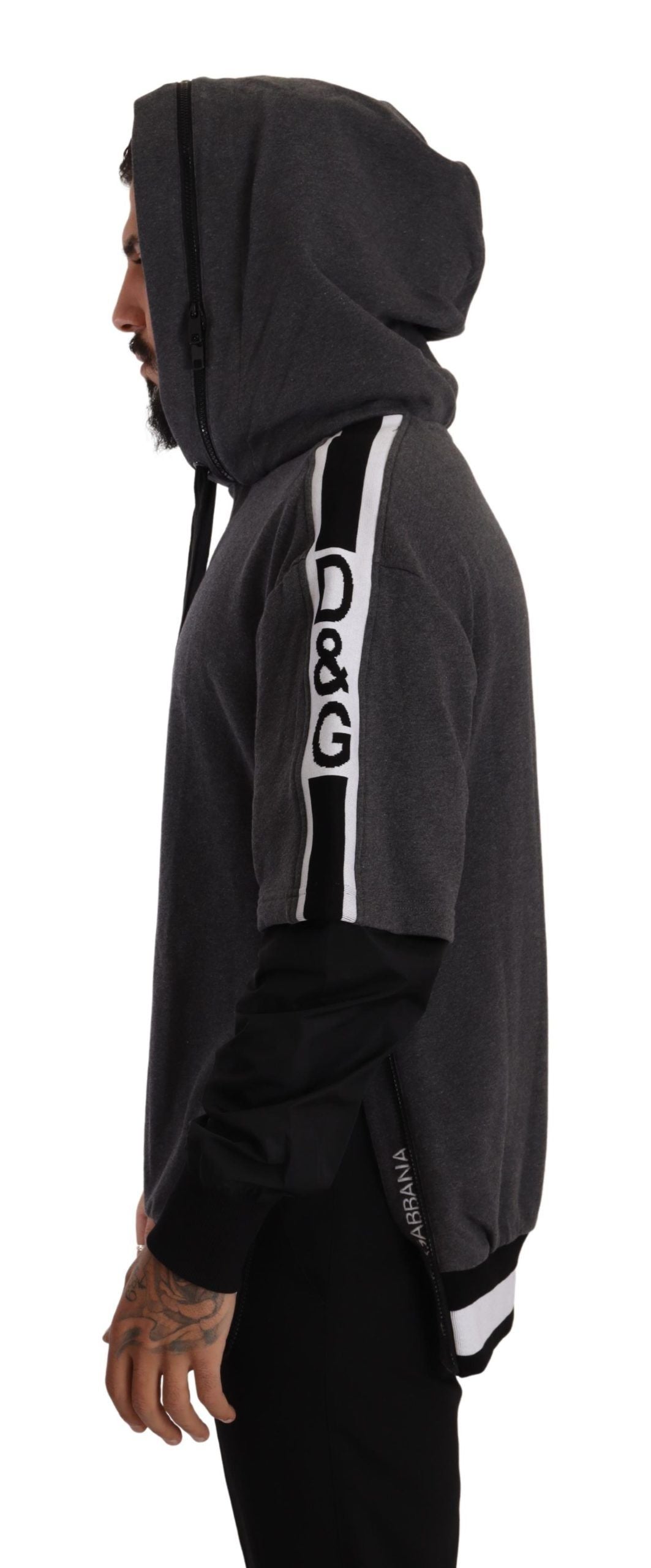 Sudadera elegante con capucha negra y gris de Dolce &amp; Gabbana