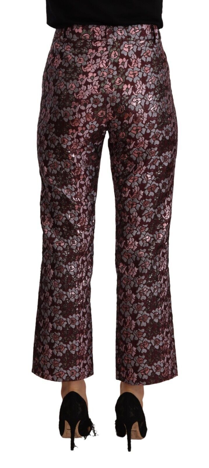 Pantalones capri acampanados de tiro alto con estampado de jacquard de House of Holland