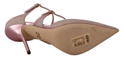 Sandalias de tacón alto con purpurina rosa de Dolce &amp; Gabbana