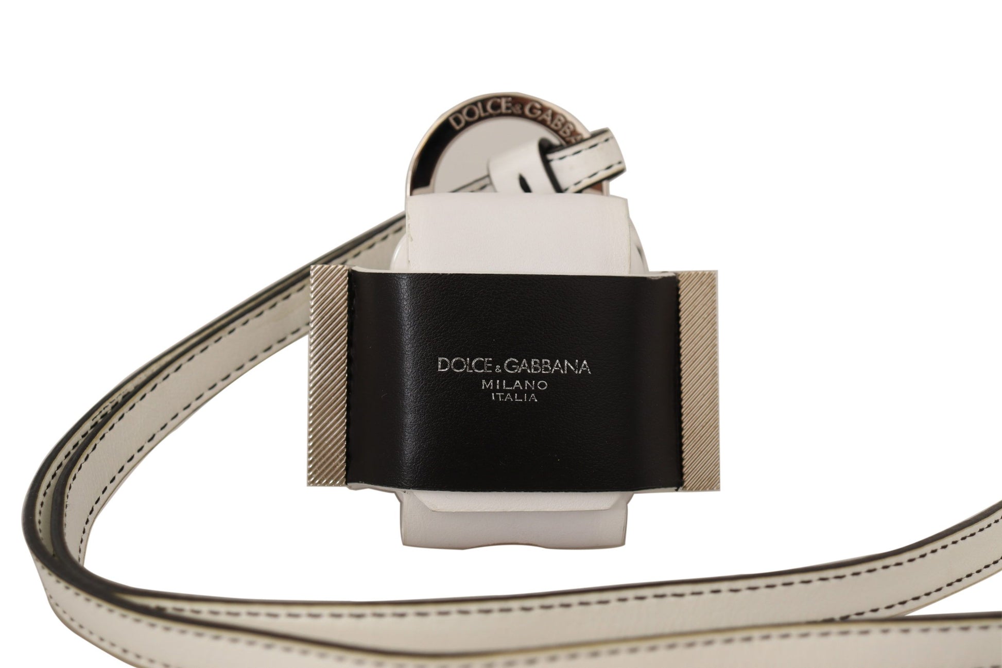 Estuche elegante de cuero monocromático para Airpods de Dolce &amp; Gabbana