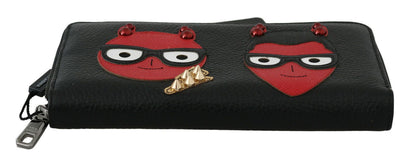 Cartera continental de piel negra y roja elegante de Dolce &amp; Gabbana