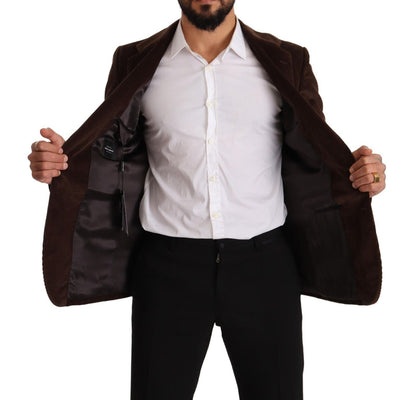 Blazer elegante de pana marrón de corte entallado de Dolce &amp; Gabbana