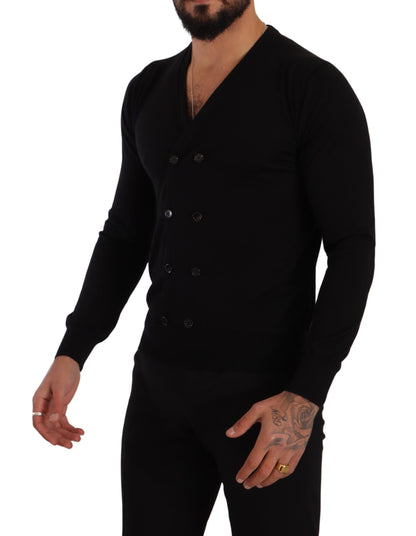 Dolce & Gabbana Elegant V-Neck Black Cashmere Cardigan