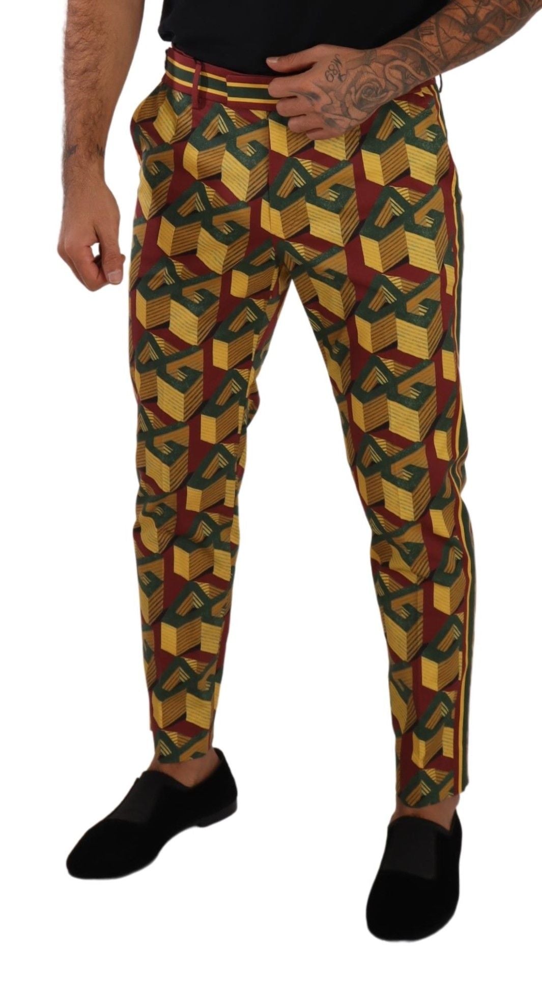 Pantalones elegantes de corte cónico multicolor de Dolce &amp; Gabbana para hombre