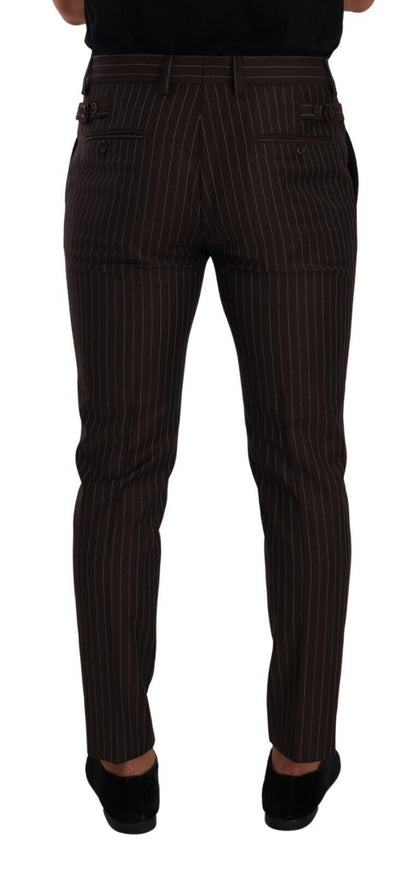 Pantalones elegantes de lana a rayas marrones de Dolce &amp; Gabbana para hombre