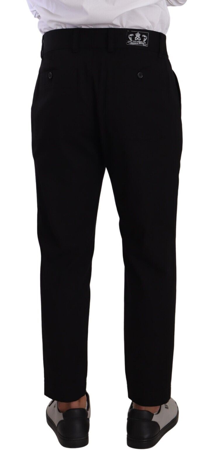 Pantalones chinos elegantes de algodón negro ajustados de Dolce &amp; Gabbana