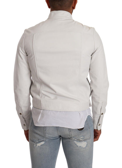 Chaqueta de motorista de cuero blanca de Diesel Exquisite