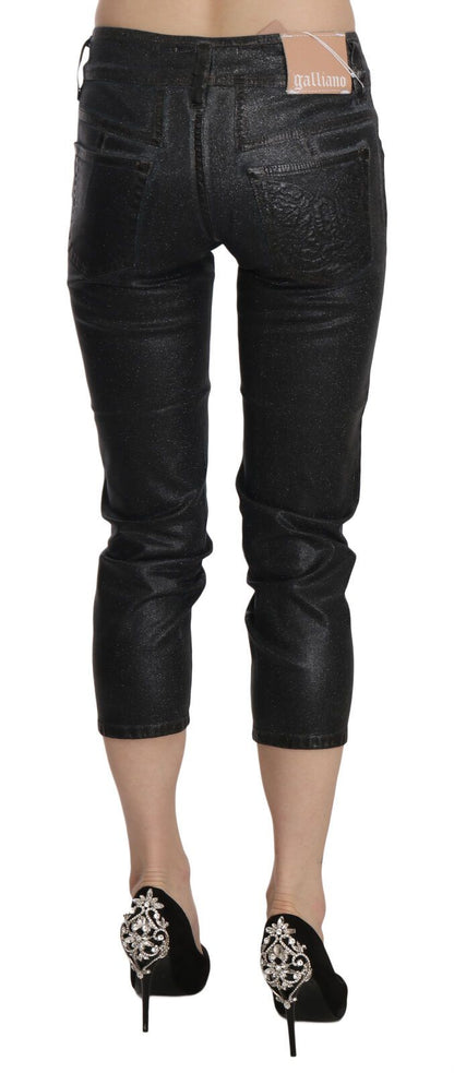 John Galliano Chic Black Mid Waist Cropped Jeans