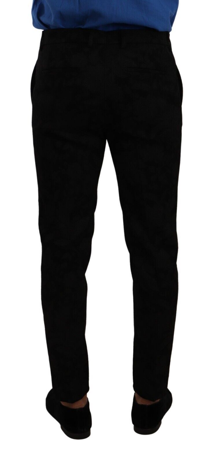 Pantalones de vestir elegantes de corte entallado en brocado negro de Dolce &amp; Gabbana