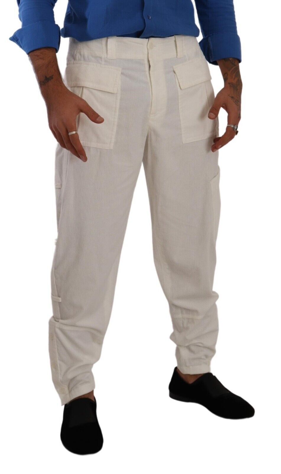 Pantalones cargo elegantes en blanco roto de Dolce &amp; Gabbana - Corte regular