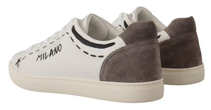 Dolce & Gabbana Elegant White Leather Casual Sneakers