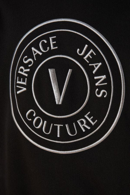 Impresionante sudadera de algodón negra con capucha de Versace Jeans