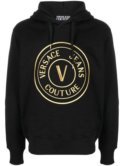 Sudadera con capucha negra elegante de Versace Jeans