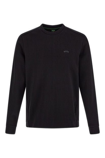 Sudadera elegante de algodón con cuello redondo en color negro de Hugo Boss