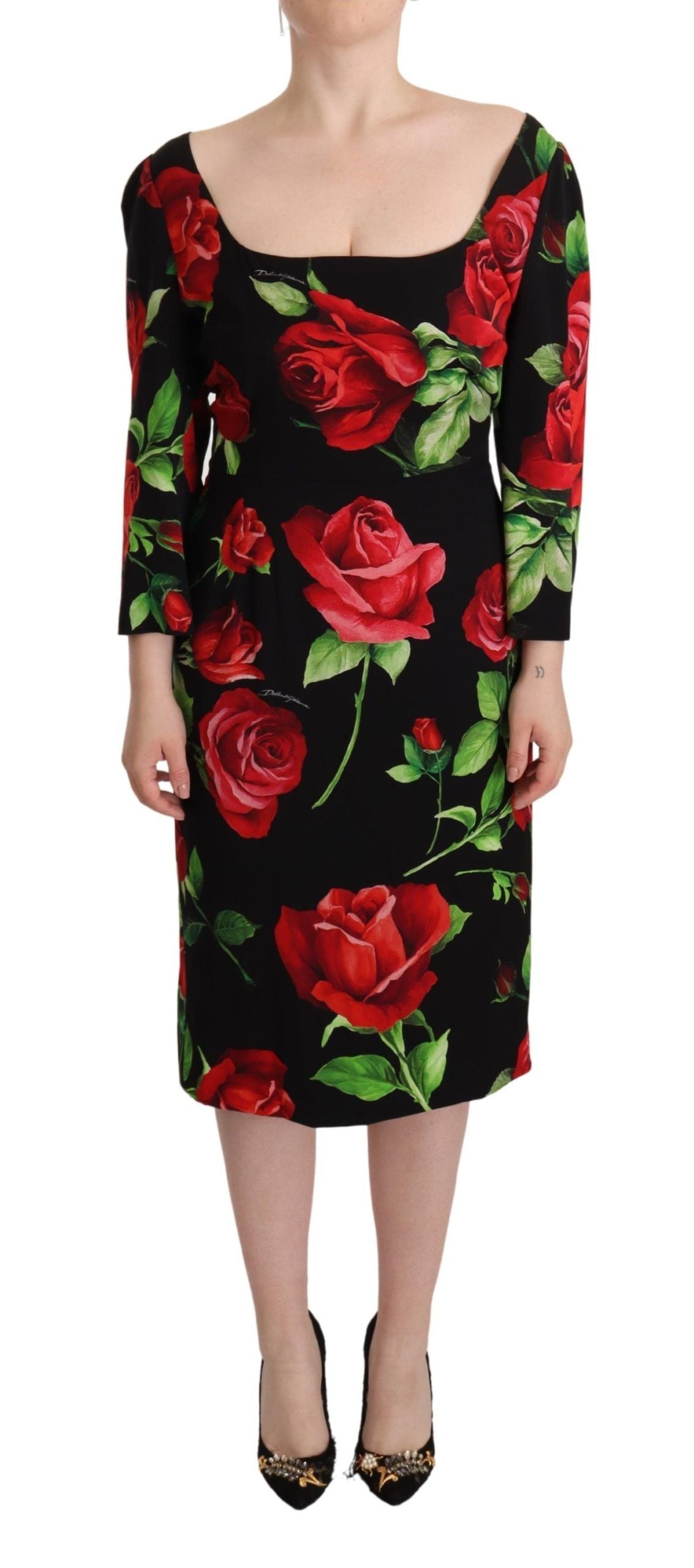 Vestido tubo de seda con estampado floral elegante de Dolce &amp; Gabbana