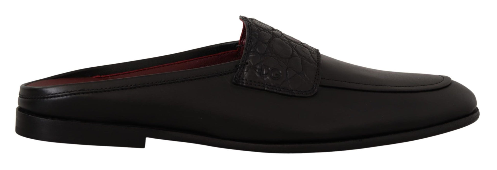 Dolce & Gabbana Exquisite Black & Burgundy Leather Slides