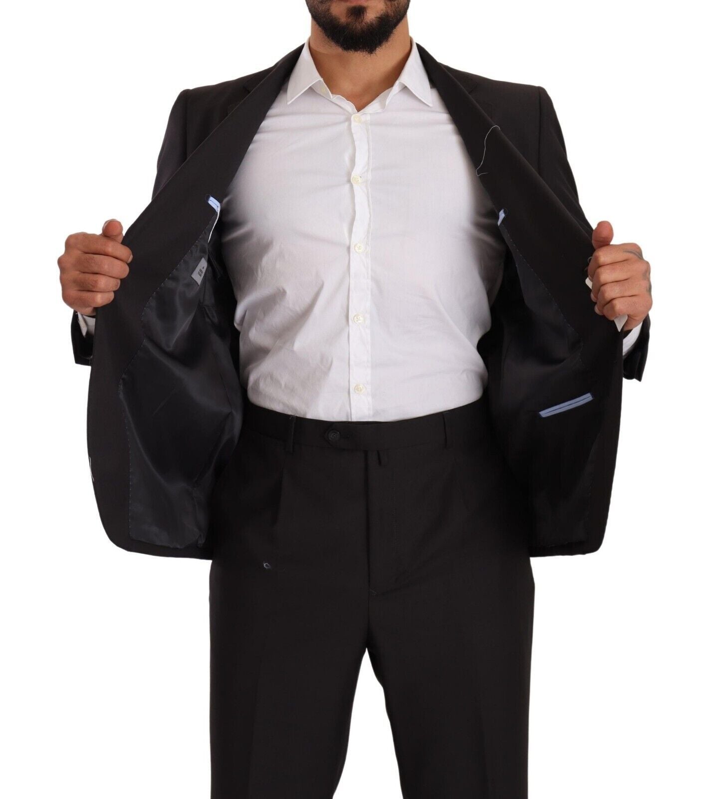 Traje elegante de dos piezas para hombre en gris con solapas con muescas de Domenico Tagliente