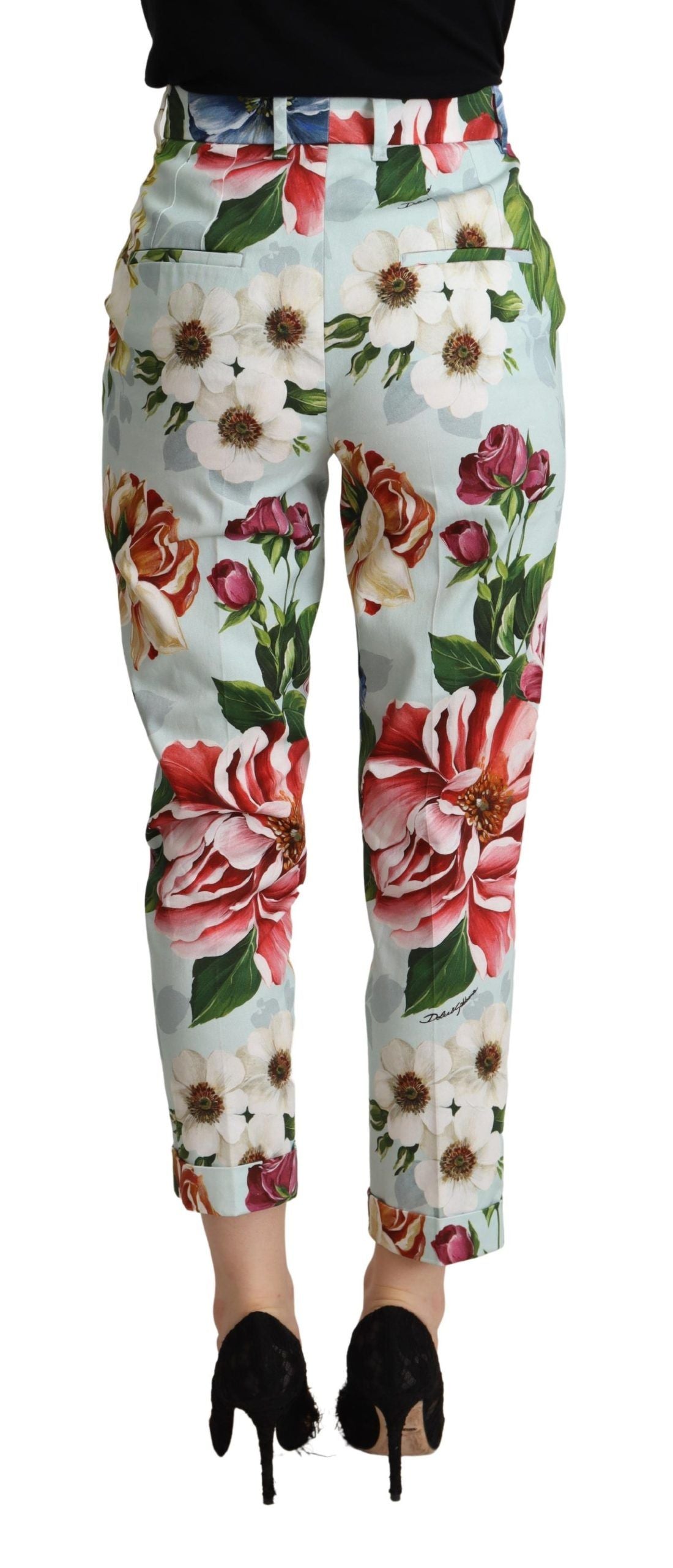 Dolce &amp; Gabbana eleva tu estilo chic con pantalones ajustados con diseño floral