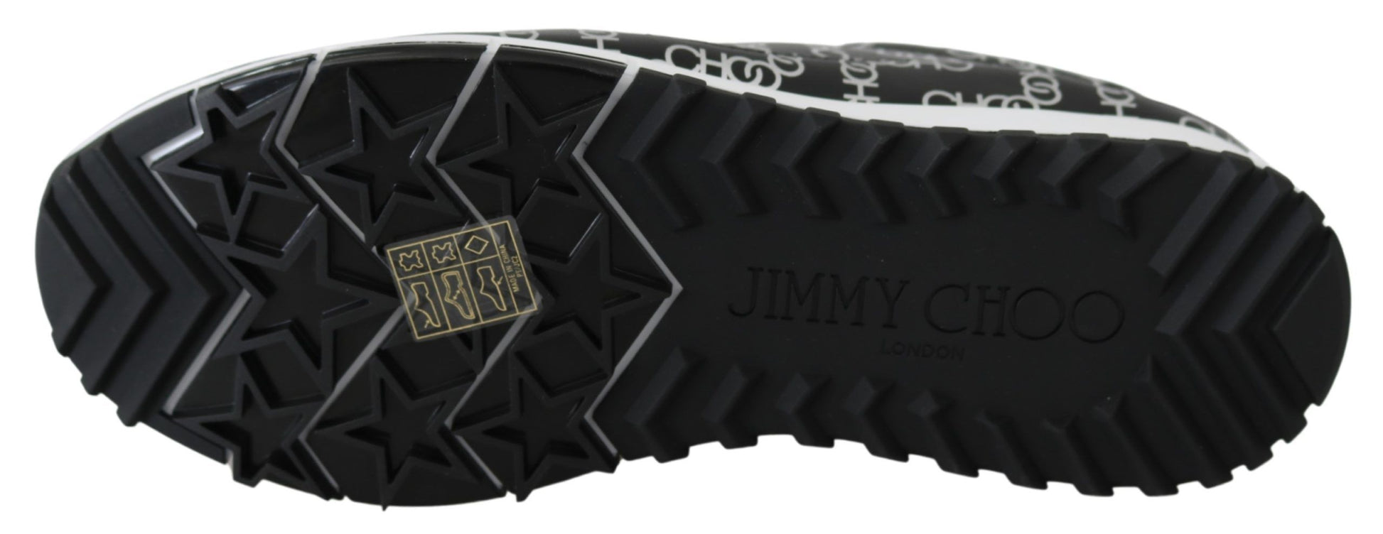 Zapatillas elegantes de piel negra y plateada de Jimmy Choo