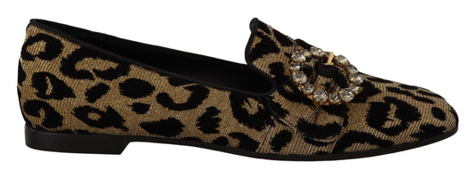 Mocasines elegantes con cristales y diseño de leopardo de Dolce &amp; Gabbana