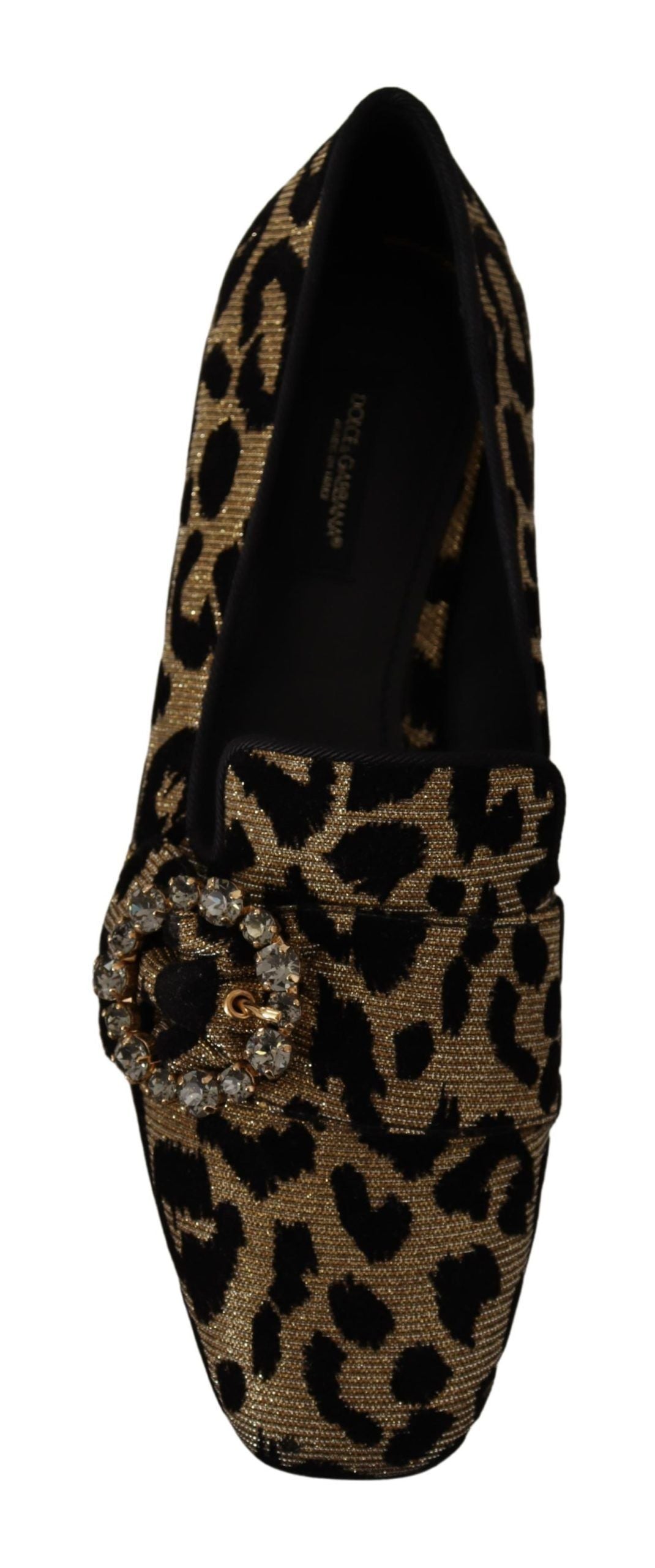 Mocasines elegantes con cristales y diseño de leopardo de Dolce &amp; Gabbana