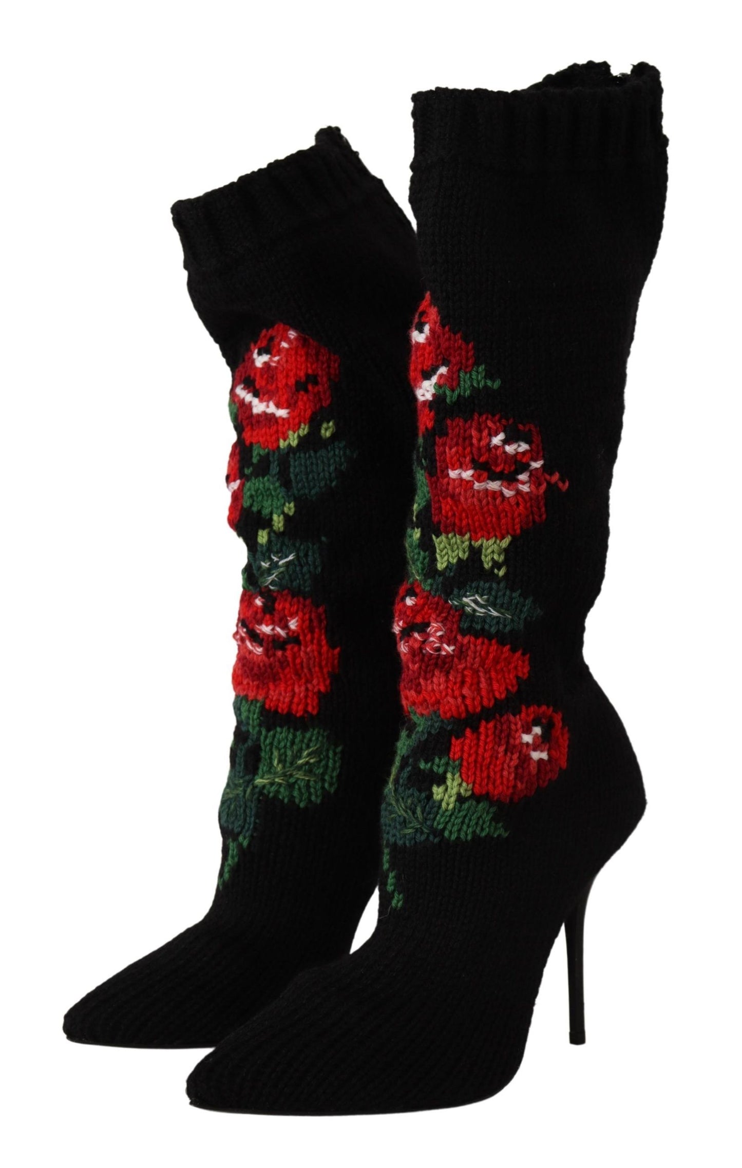 Botas elegantes estilo calcetín con detalle de rosas rojas de Dolce &amp; Gabbana